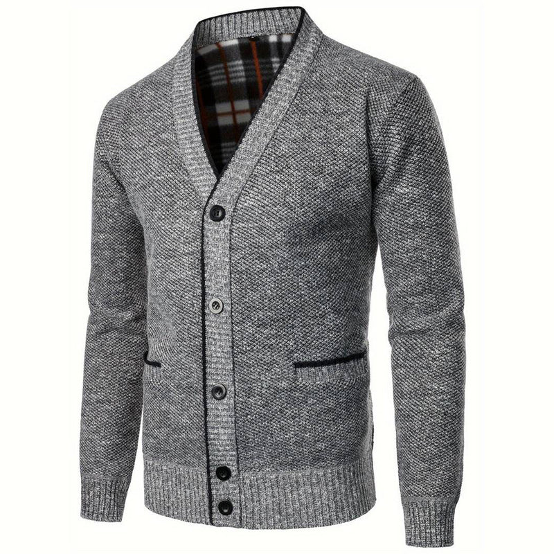 Men's sweater with V-neck - Aspen-Light Grey-S-State of Style
