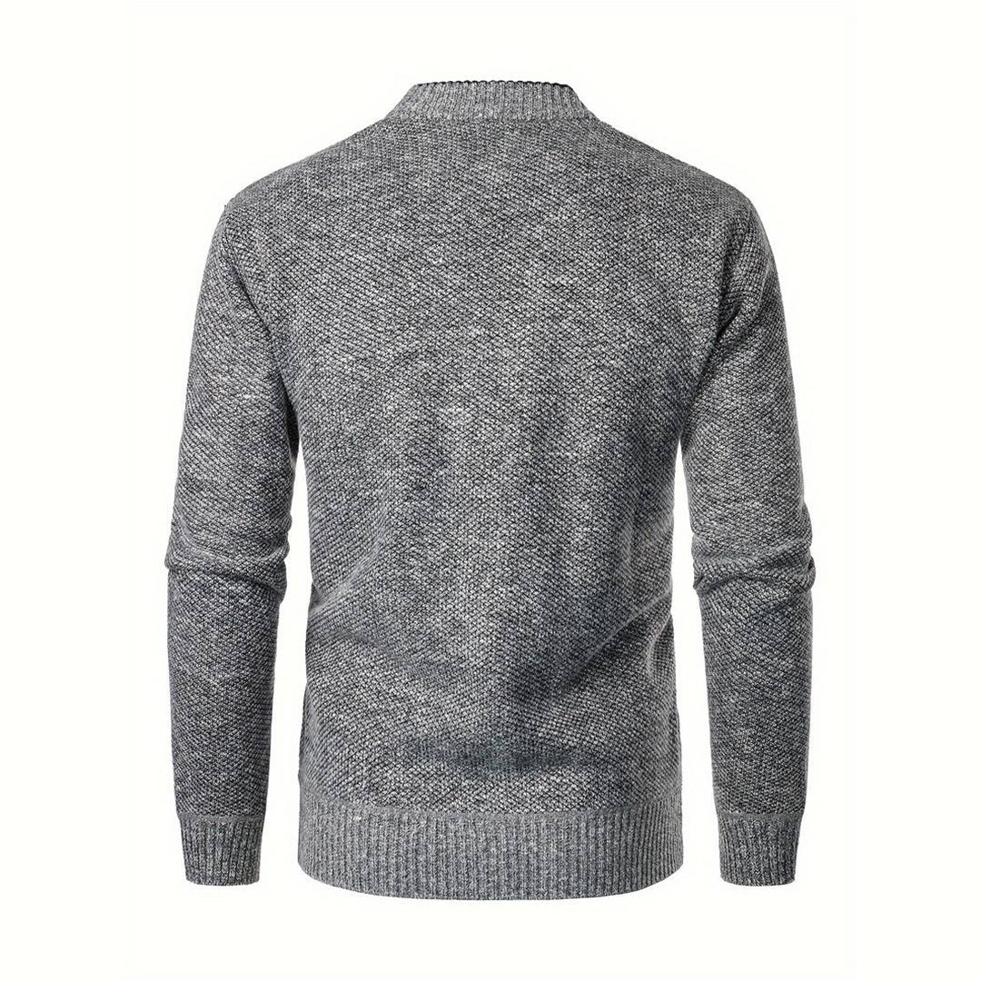 Men's sweater with V-neck - Aspen-Light Grey-S-State of Style