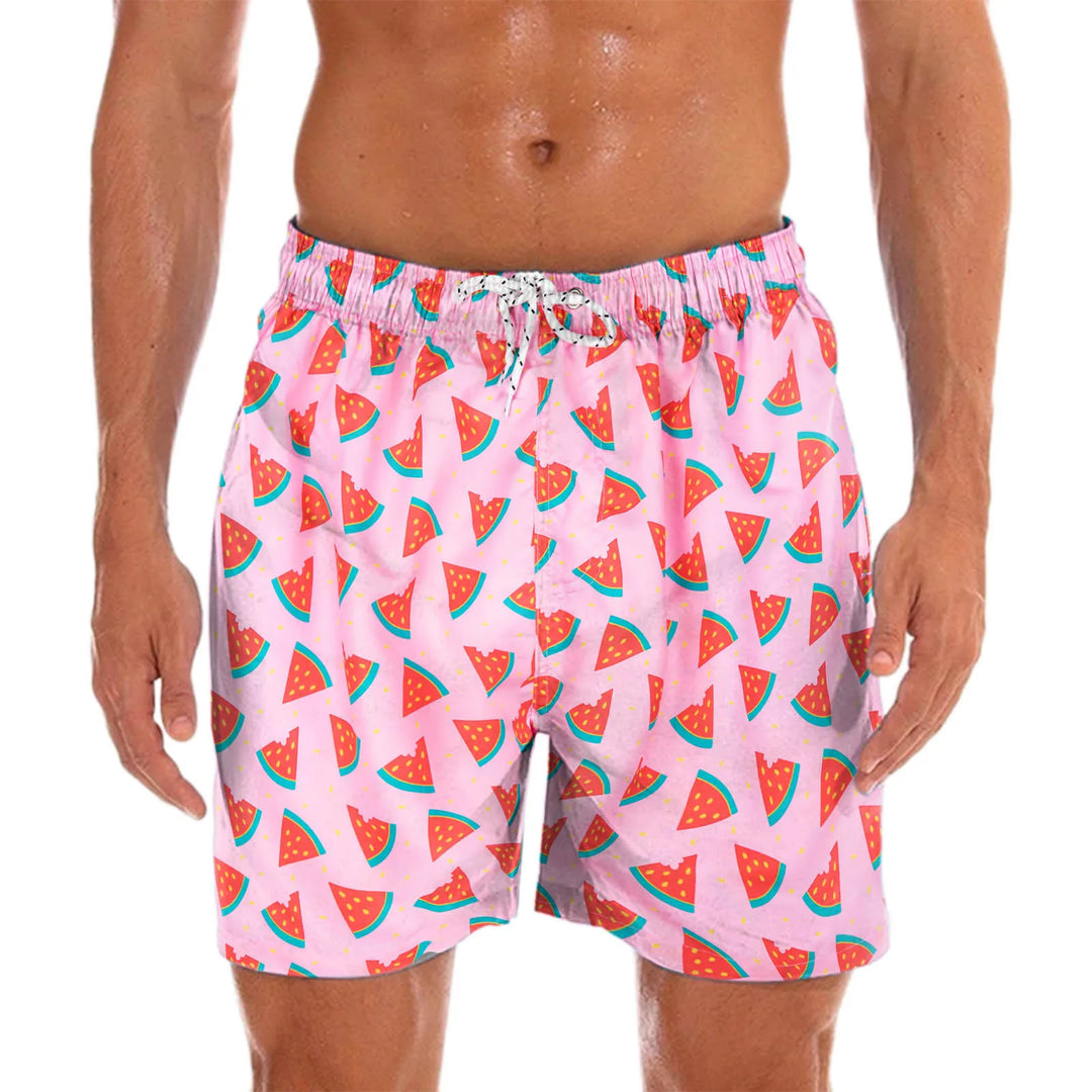 Men's Swim Shorts with Cheerful Print – Milo-Pink-S-State of Style