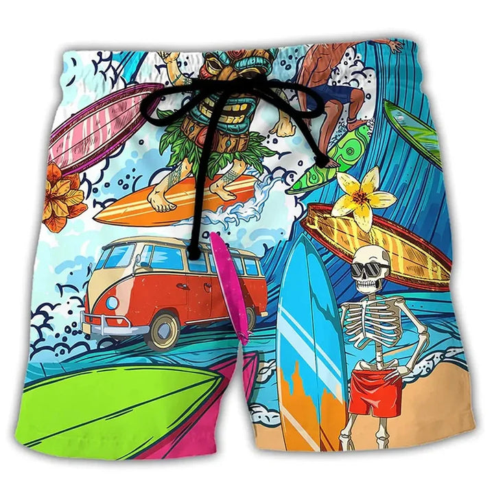 Men's Swim Shorts with Graffiti Print – NovaBay-Light blue-S-State of Style