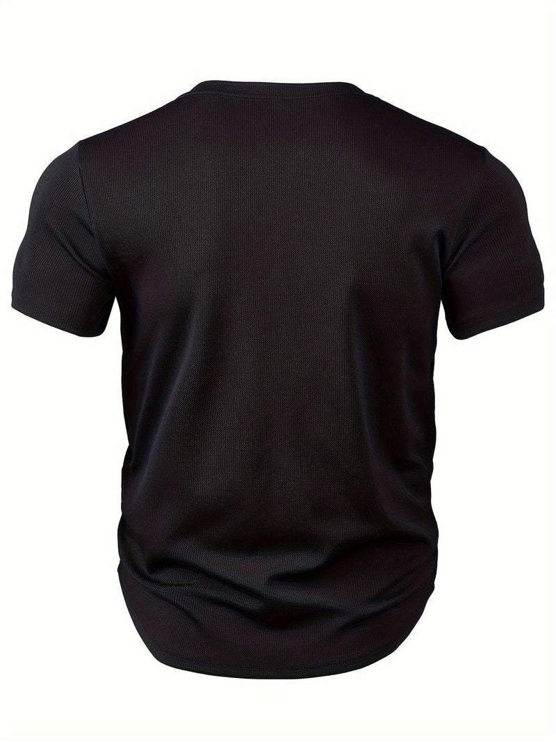 Men's T-shirt with Deep V-neck and Texture – Rafael-White-S-State of Style