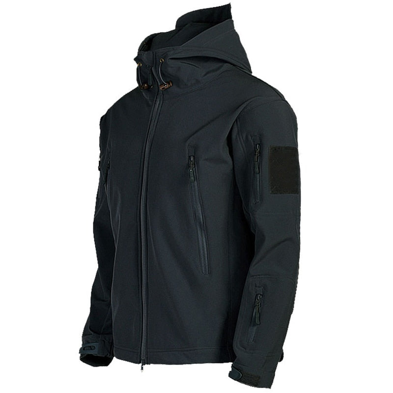 Men's Tactical Waterproof Windproof Softshell Jacket with Hood - Kai-Black-S-State of Style