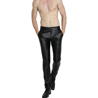 Men's Tapered Faux Leather Biker Pants - Bernard-Black-28-State of Style