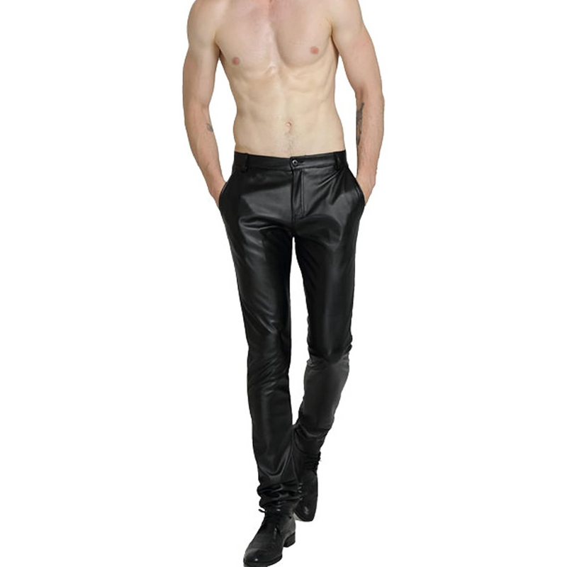 Men's Tapered Faux Leather Biker Pants - Bernard-Black-28-State of Style