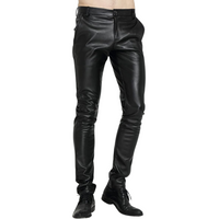 Men's Tapered Faux Leather Biker Pants - Bernard-Black-28-State of Style