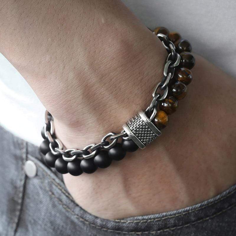 Men’s Tiger Eye Bead Bracelet "The Warrior" - Asher-Black-State of Style