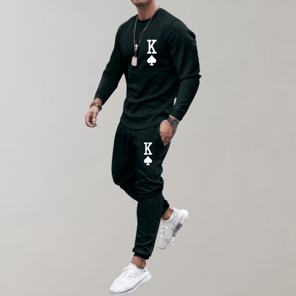 Men's Tracksuit with Letter Print - Thor-Black-S-State of Style
