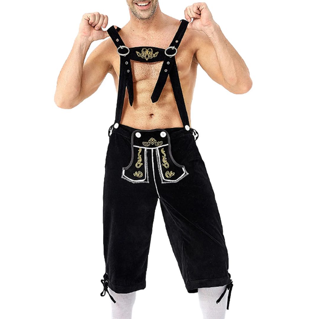 Men’s Traditional Lederhosen Lucas – Bavarian Oktoberfest Outfit-Black-State of Style