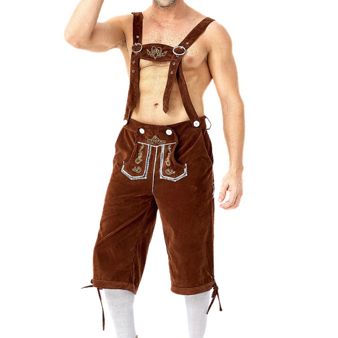 Men’s Traditional Lederhosen Lucas – Bavarian Oktoberfest Outfit-Black-State of Style