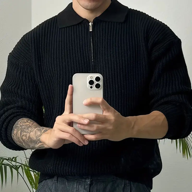 Men's Trendy Oversized Sweater | Comfy & Stylish-Black-S-State of Style