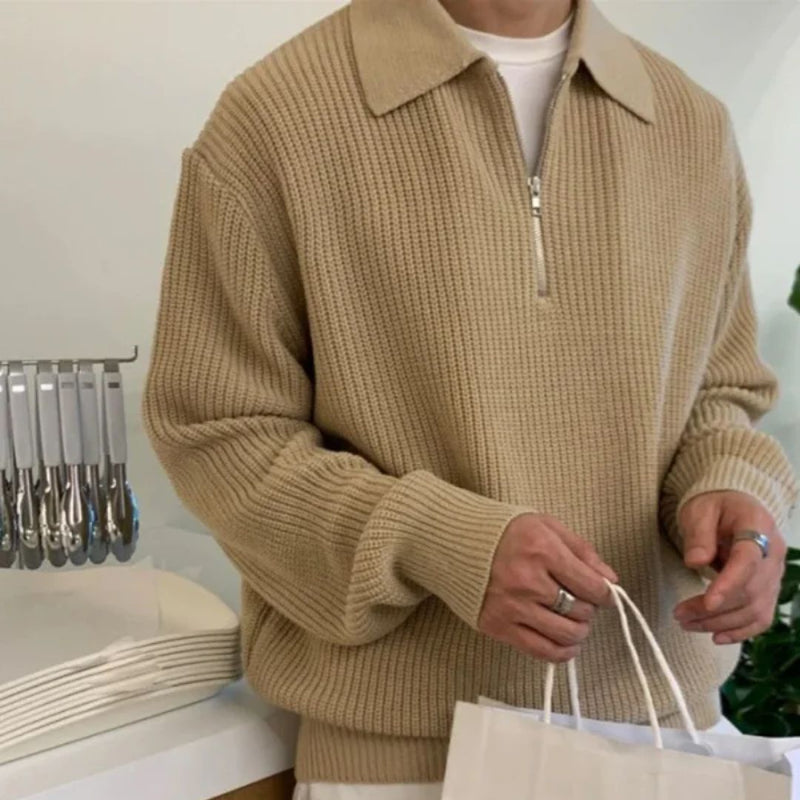 Men's Trendy Oversized Sweater | Comfy & Stylish-Khaki-S-State of Style