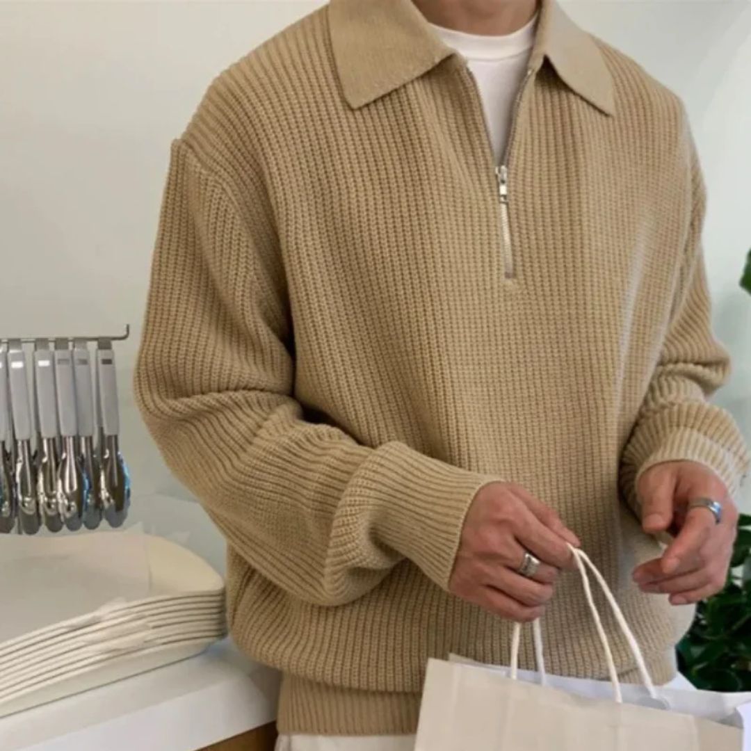Men's Trendy Oversized Sweater | Comfy & Stylish-Khaki-S-State of Style