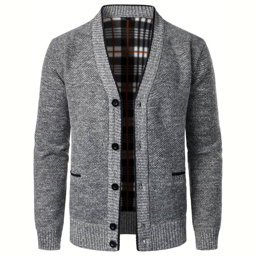 Men's V-Neck Cardigan - Aspen-Light Grey-S-State of Style