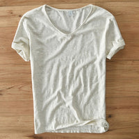 Men's V-Neck Linen Shirt – Luca-Beige-M-State of Style