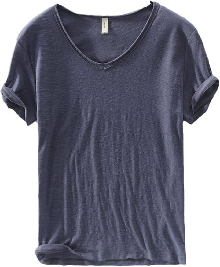 Men's V-Neck Linen Shirt – Luca-Gray-M-State of Style