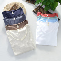Men's V-Neck Linen Shirt – Luca-White-M-State of Style