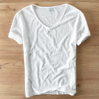 Men's V-Neck Linen Shirt – Luca-White-M-State of Style