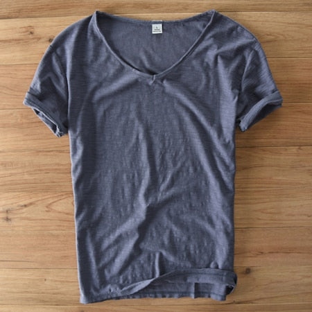 Men's V-Neck Linen Shirt – Luca-White-M-State of Style