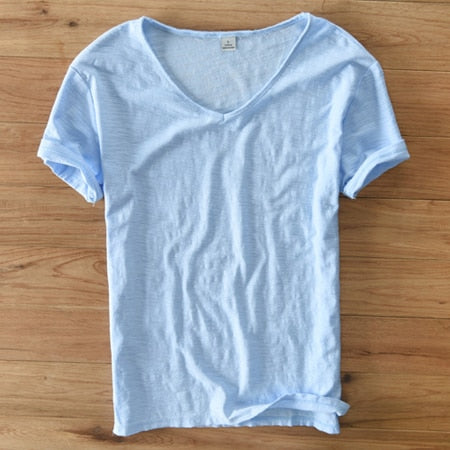 Men's V-Neck Linen Shirt – Luca-White-M-State of Style