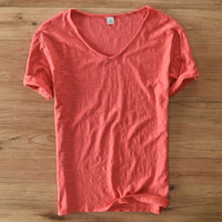 Men's V-Neck Linen Shirt – Luca-White-M-State of Style