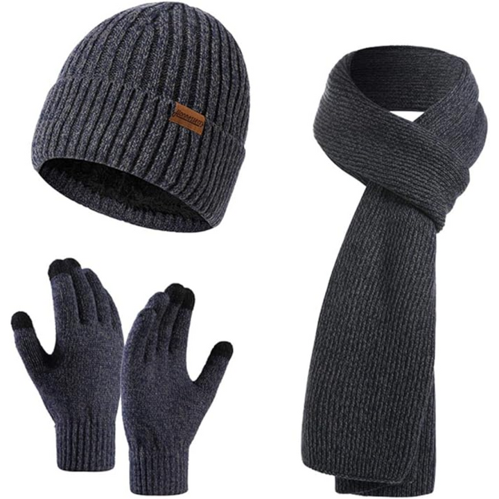 Men's Winter Beanie & Gloves Set - Victor-Dark blue-State of Style