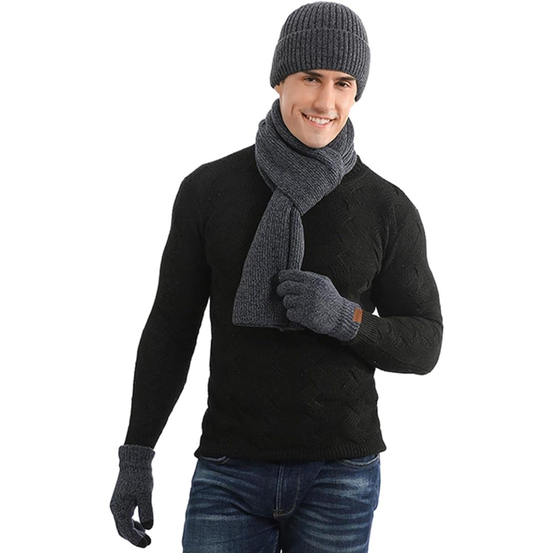 Men's Winter Beanie & Gloves Set - Victor-Dark blue-State of Style