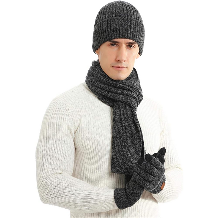 Men's Winter Beanie & Gloves Set - Victor-Dark grey-State of Style