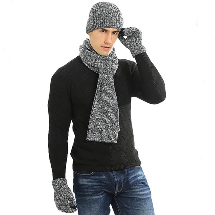 Men's Winter Beanie & Gloves Set - Victor-Grey-State of Style