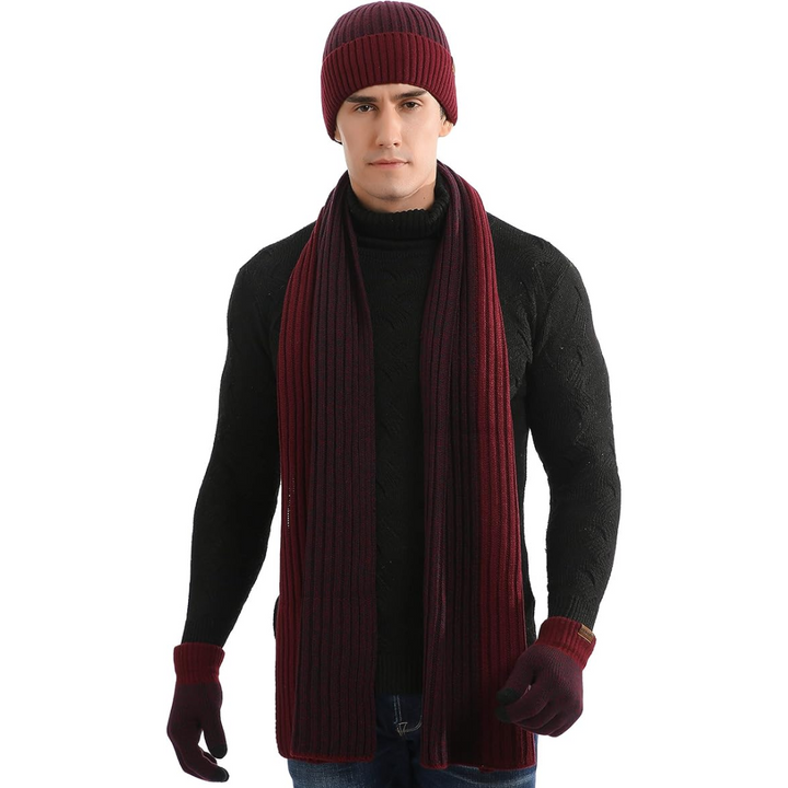 Men's Winter Beanie & Gloves Set - Victor-Red 2-State of Style