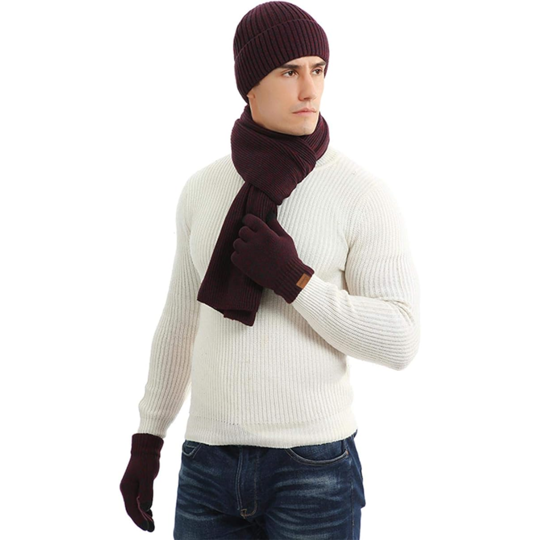 Men's Winter Beanie & Gloves Set - Victor-Red-State of Style