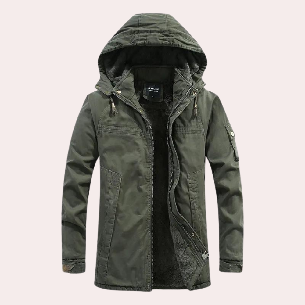 Men's Winter Jacket with Warm Hood - Logan-Green-S-State of Style