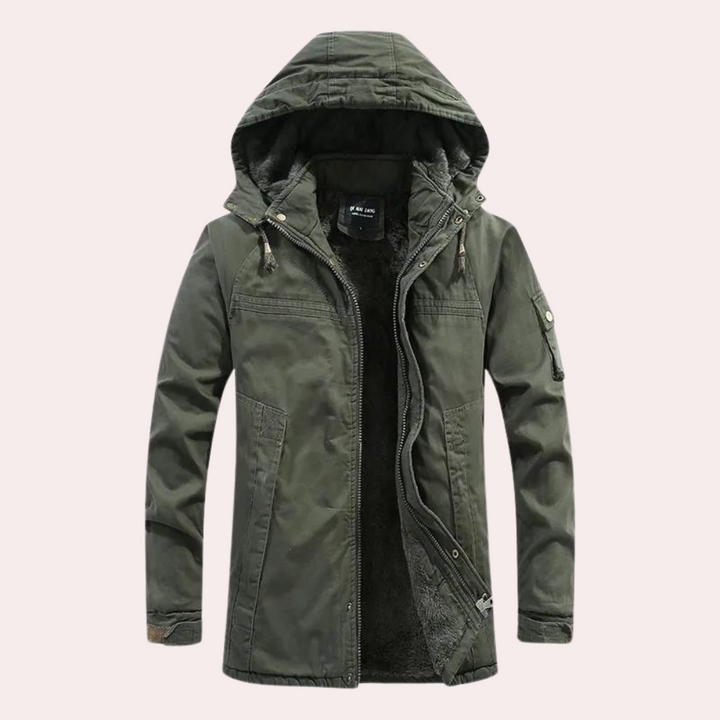 Men's Winter Jacket with Warm Hood - Logan-Green-S-State of Style