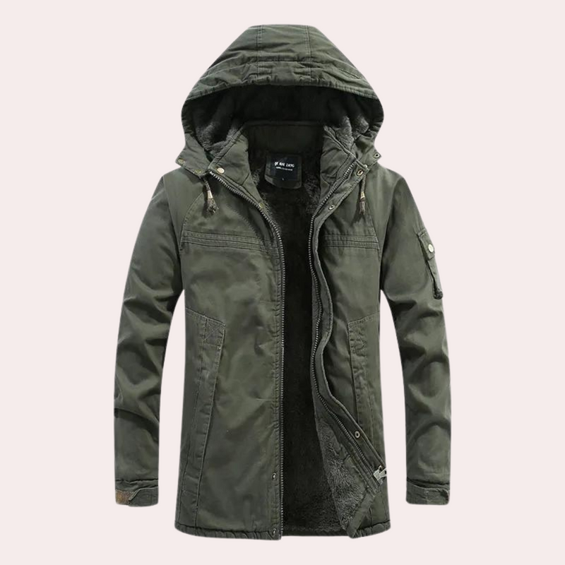 Men's Winter Jacket with Warm Hood - Logan-Green-S-State of Style