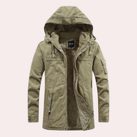 Men's Winter Jacket with Warm Hood - Logan-Khaki-S-State of Style