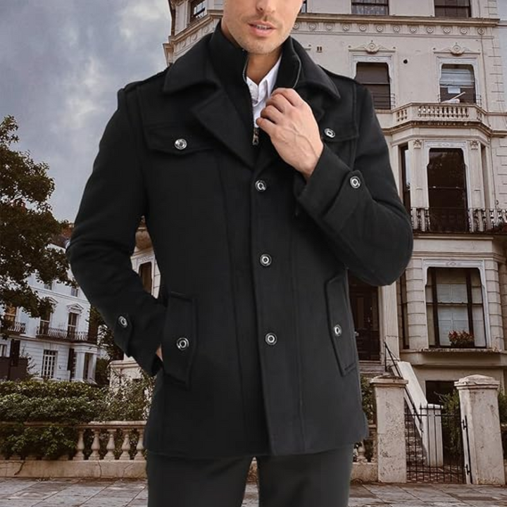 Men's Winter Trench Coat in Wool Blend - Liam-Black 1-XS-State of Style