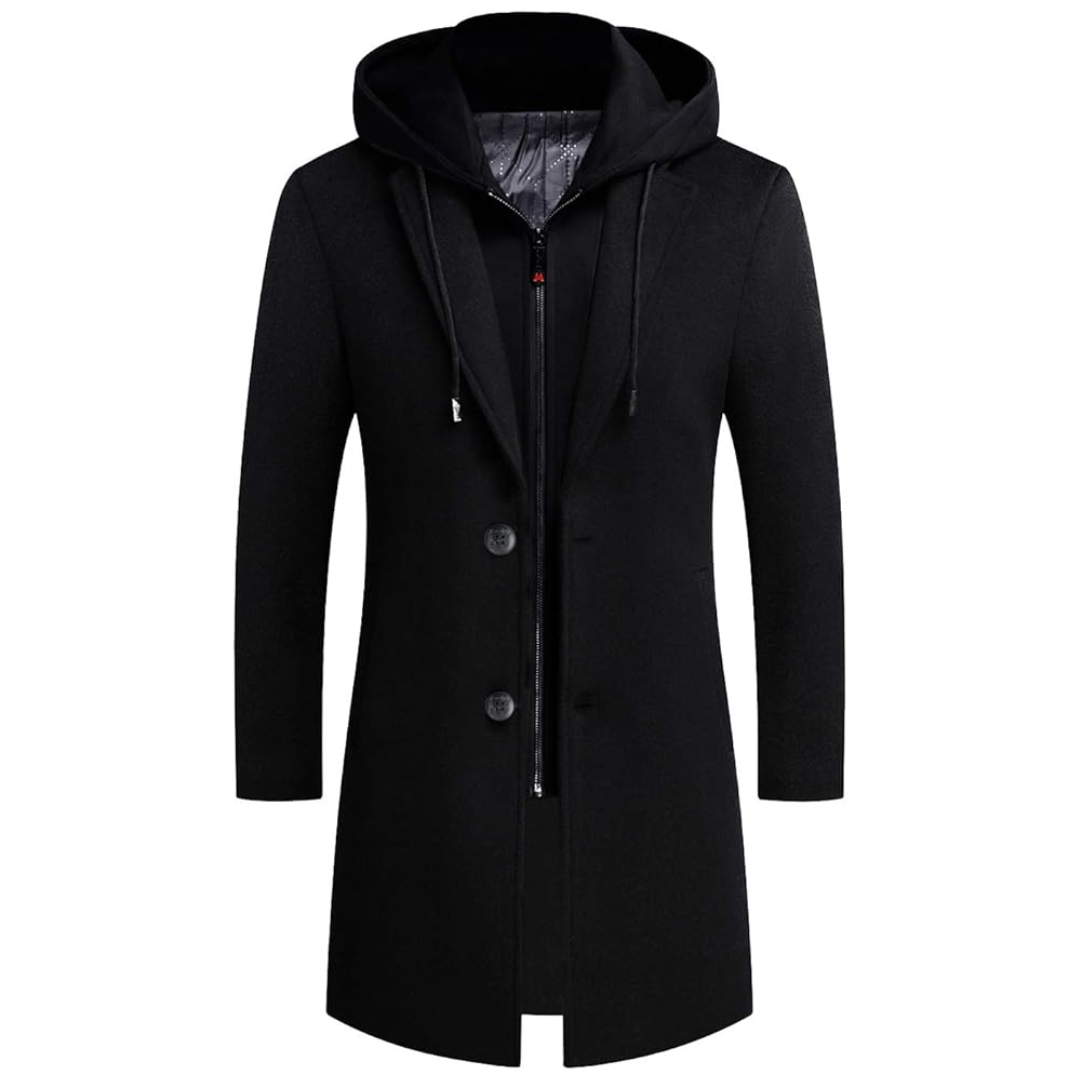 Men's Winter Trench Coat in Wool Blend - Liam-Black 1-XS-State of Style