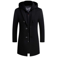 Men's Winter Trench Coat in Wool Blend - Liam-Black 1-XS-State of Style