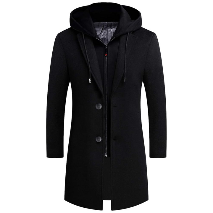 Men's Winter Trench Coat in Wool Blend - Liam-Black 1-XS-State of Style