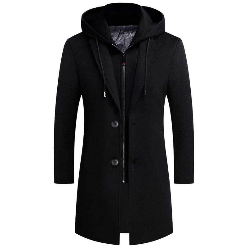 Men's Winter Trench Coat in Wool Blend - Liam-Black 1-XS-State of Style