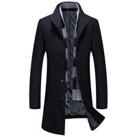 Men's Winter Trench Coat in Wool Blend - Liam-Black 2-XS-State of Style