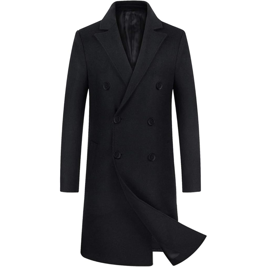 Men's Wool Blend Trench Coat - Pedro-Black 2-State of Style