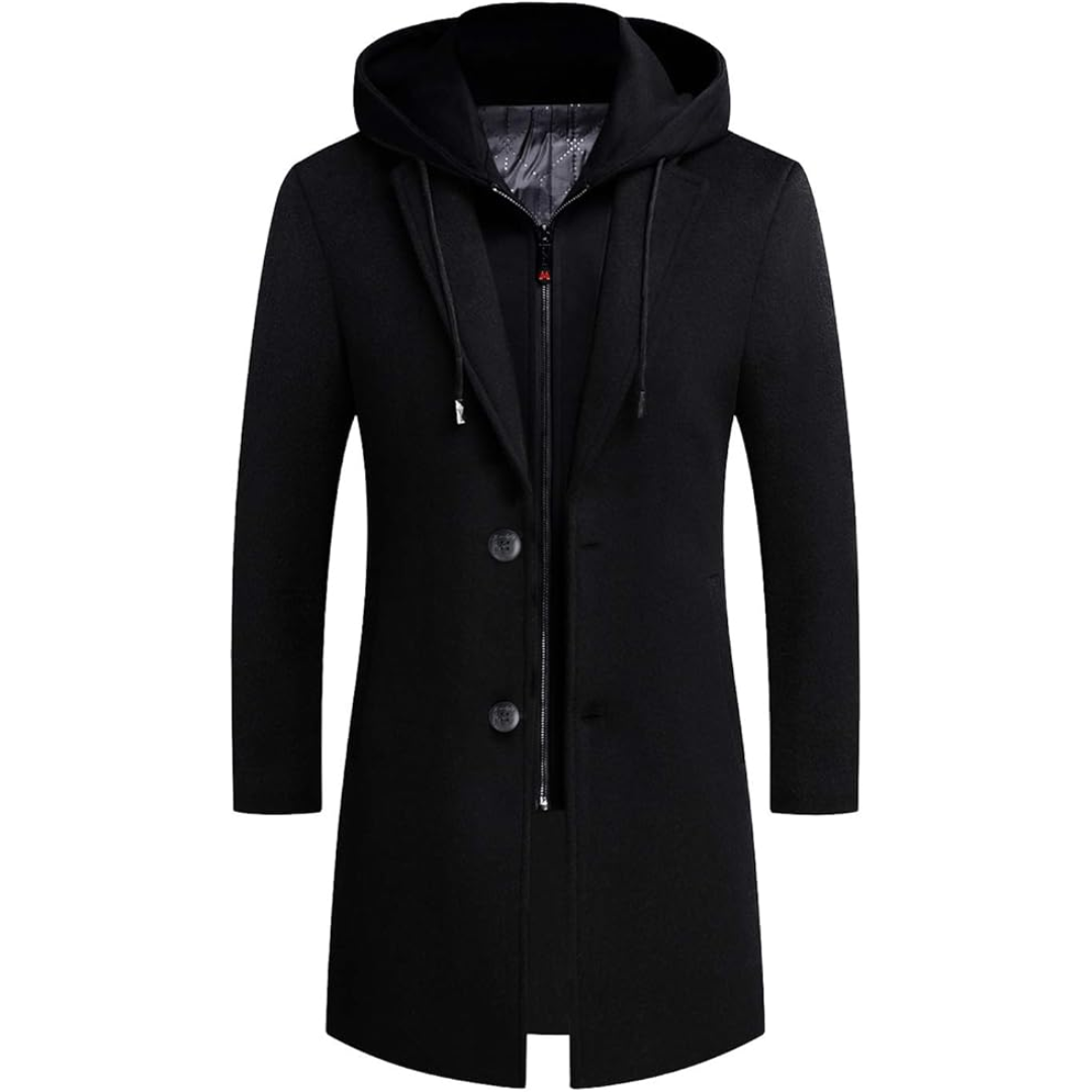 Men's Wool Blend Trench Coat - Pedro-Black 3-State of Style