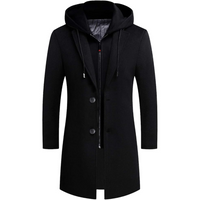Men's Wool Blend Trench Coat - Pedro-Black 3-State of Style