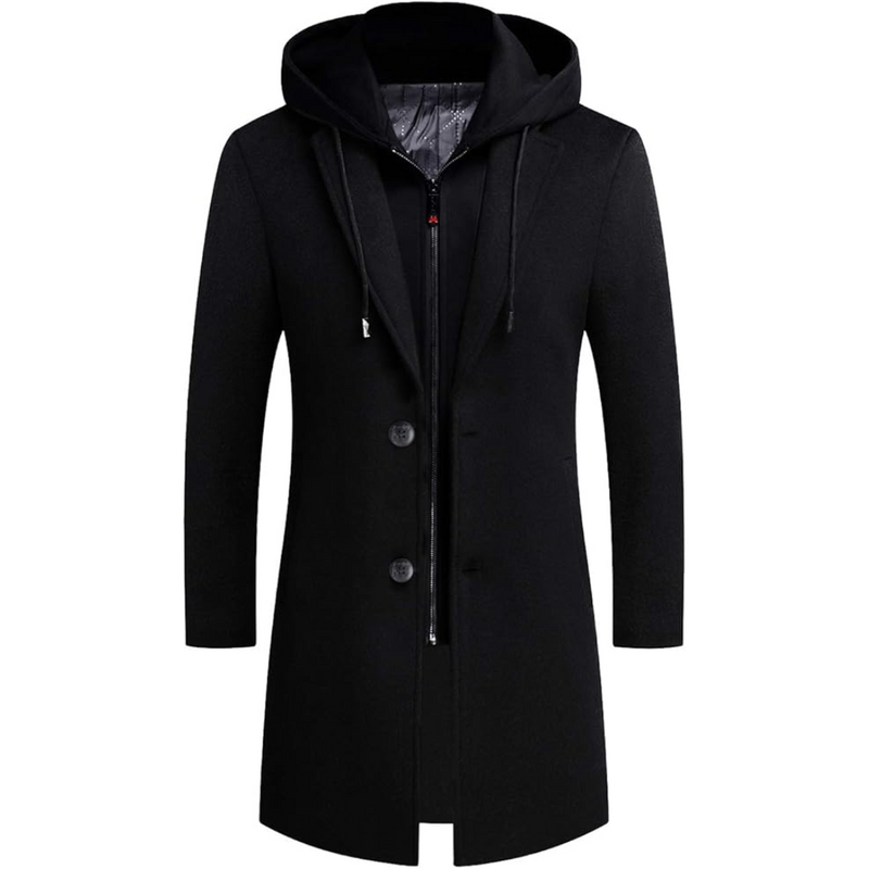 Men's Wool Blend Trench Coat - Pedro-Black 3-State of Style