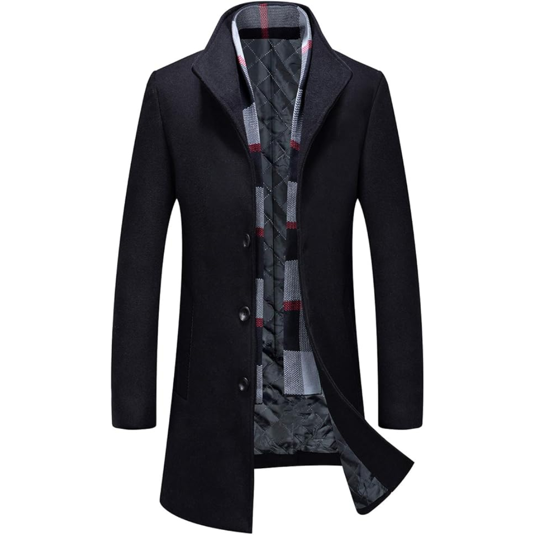Men's Wool Blend Trench Coat - Pedro-Black 4-State of Style