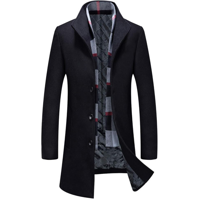 Men's Wool Blend Trench Coat - Pedro-Black 4-State of Style