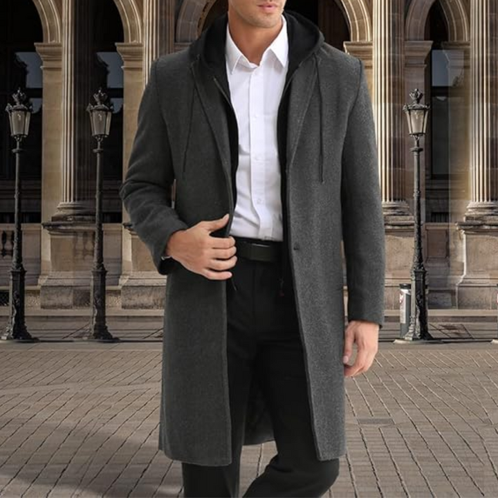 Men's Wool Blend Trench Coat - Pedro-Black-State of Style