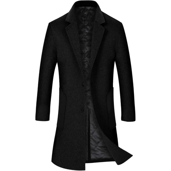 Men's Wool Blend Trench Coat - Pedro-Black-State of Style