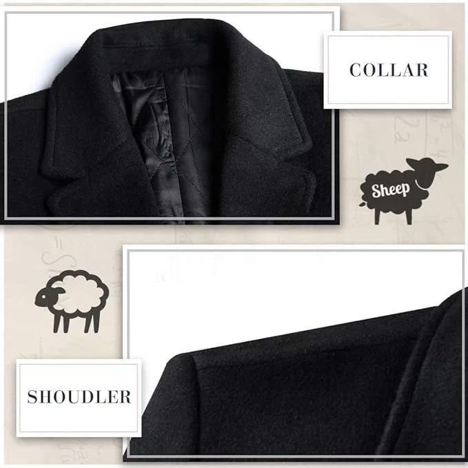 Men's Wool Blend Trench Coat - Pedro-Black-State of Style