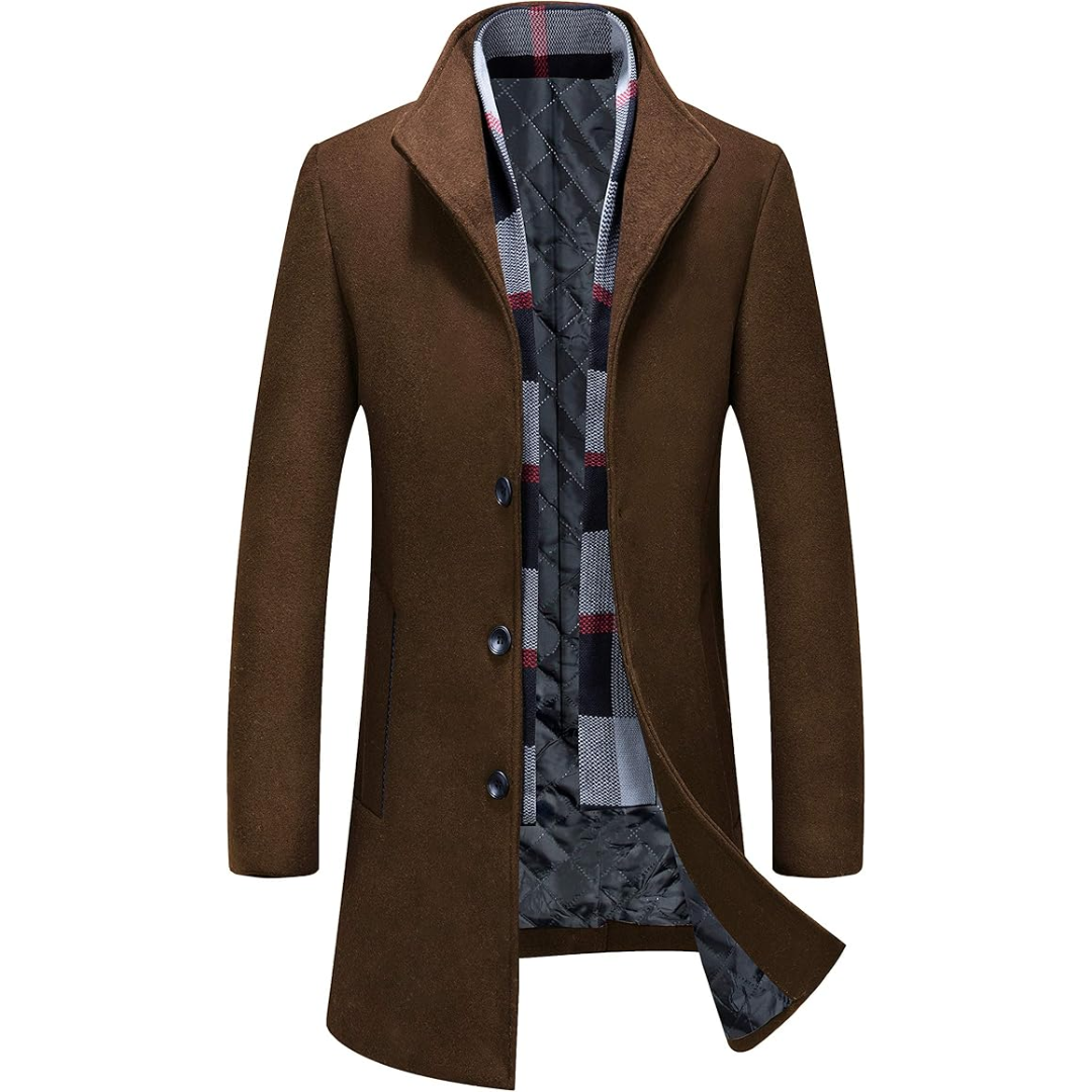 Men's Wool Blend Trench Coat - Pedro-Brown-State of Style